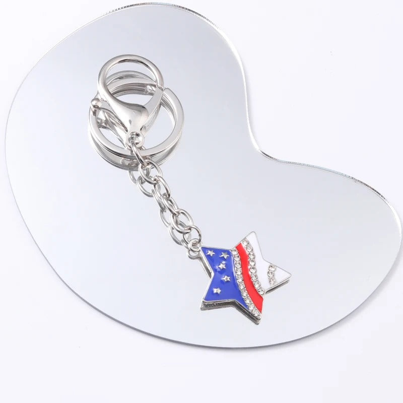 American Flag Star Keychain